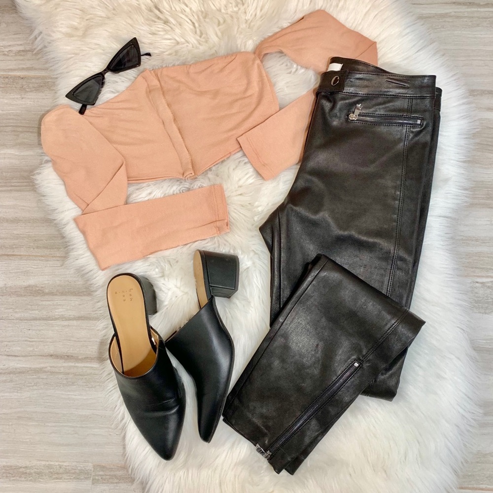 🔥NORDSTROM SIGNATURE LEATHER LEGGINGS - Picture 1 of 5